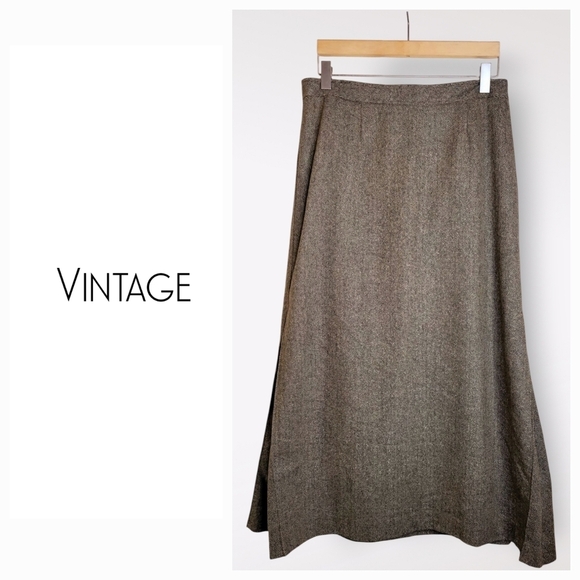 Vintage Brown Wool Maxi Skirt - Picture 2 of 14